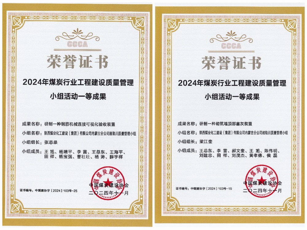 陜煤建設內蒙古分公司:中煤建協QC成果再創佳績